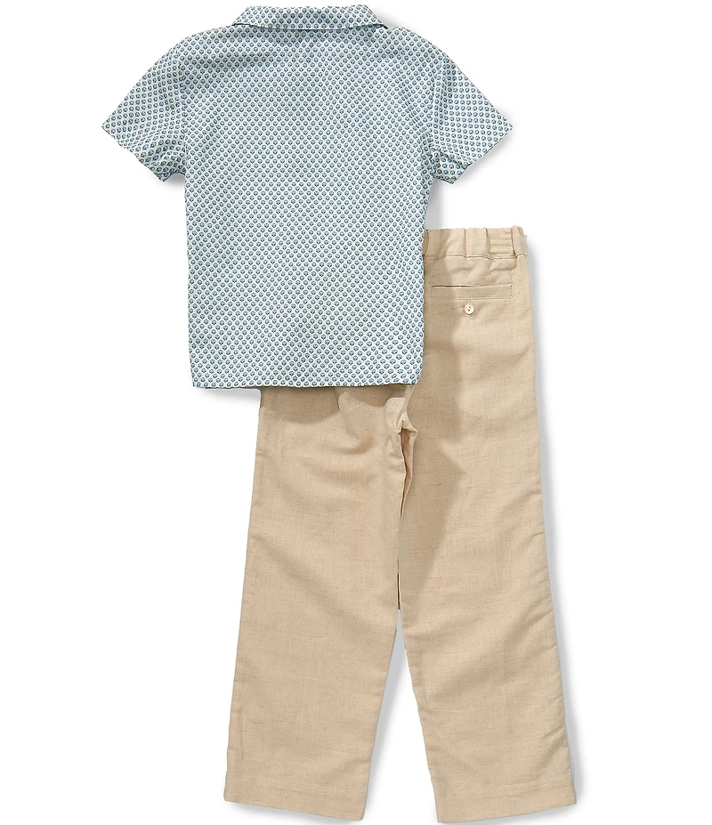 Edgehill Collection x Megan Karp Little Boys Dax Linen Blend Floral Shirt & Pants Set