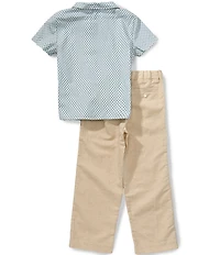 Edgehill Collection x Megan Karp Little Boys Dax Linen Blend Floral Shirt & Pants Set