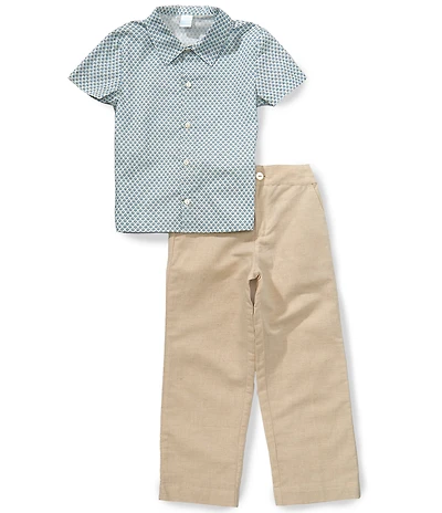 Edgehill Collection x Megan Karp Little Boys Dax Linen Blend Floral Shirt & Pants Set