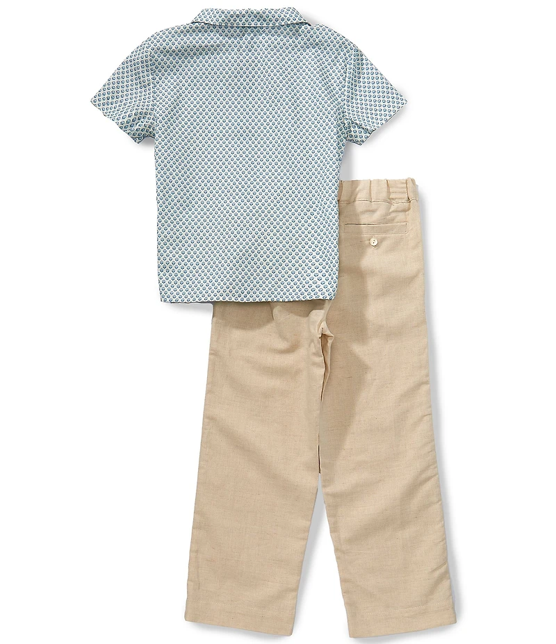 Edgehill Collection x Megan Karp Little Boys Dax Linen Blend Floral Shirt & Pants Set