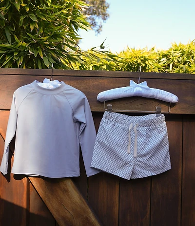 Edgehill Collection x Megan Karp Little Boys Finn Rashguard & Floral Swim Trunks Set