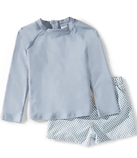 Edgehill Collection x Megan Karp Little Boys Finn Rashguard & Floral Swim Trunks Set