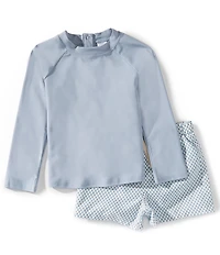 Edgehill Collection x Megan Karp Little Boys Finn Rashguard & Floral Swim Trunks Set