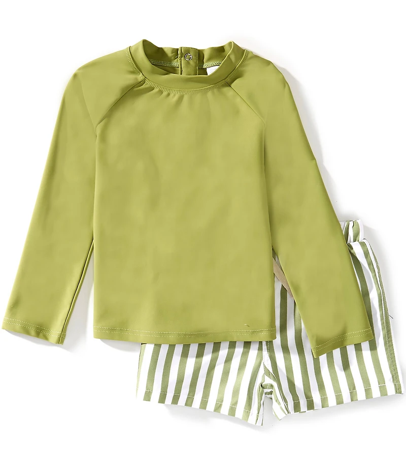 Edgehill Collection x Megan Karp Little Boys Leo Rashguard & Stripe Swim Trunks Set