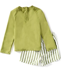 Edgehill Collection x Megan Karp Little Boys Leo Rashguard & Stripe Swim Trunks Set