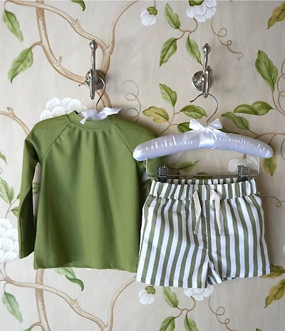 Edgehill Collection x Megan Karp Little Boys Leo Rashguard & Stripe Swim Trunks Set