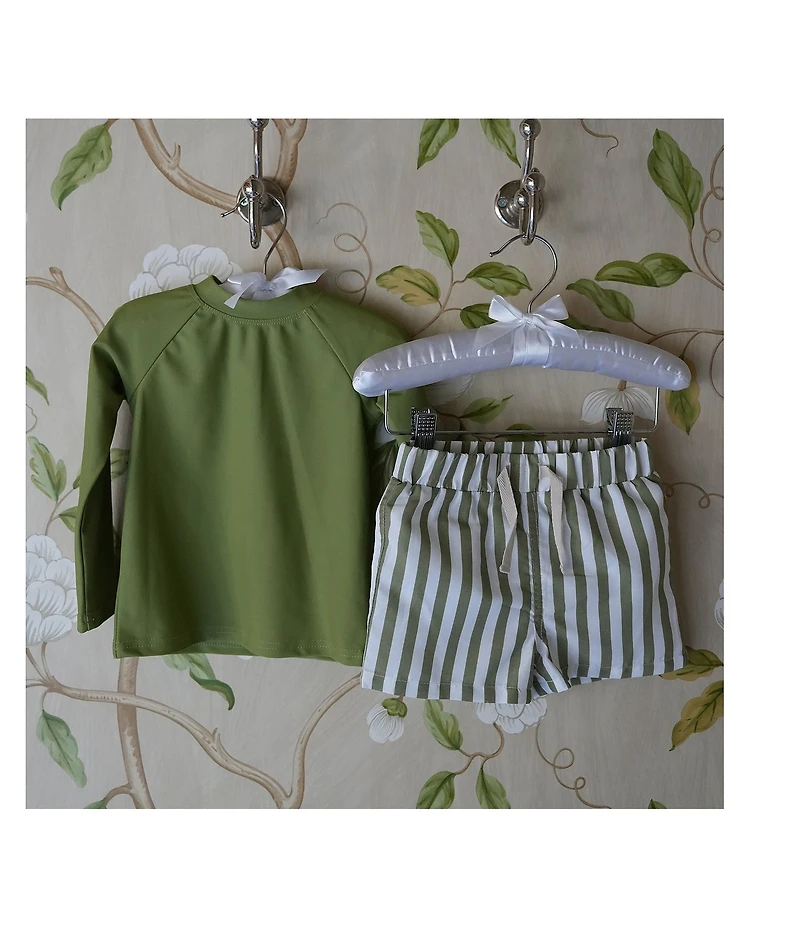 Edgehill Collection x Megan Karp Little Boys Leo Rashguard & Stripe Swim Trunks Set