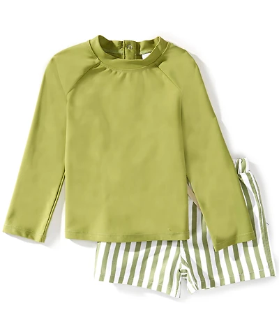 Edgehill Collection x Megan Karp Little Boys Leo Rashguard & Stripe Swim Trunks Set