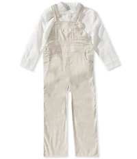 Edgehill Collection x Megan Karp Little Boys Oliver Linen Cotton Blend Long Sleeve Shirt & Stripe Overalls Set