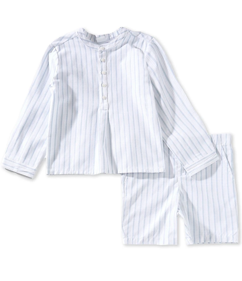 Edgehill Collection x Megan Karp Little Boys Otto Woven Stripe Long Sleeve Button-Front Shirt & Shorts Set
