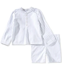 Edgehill Collection x Megan Karp Little Boys Otto Woven Stripe Long Sleeve Button-Front Shirt & Shorts Set