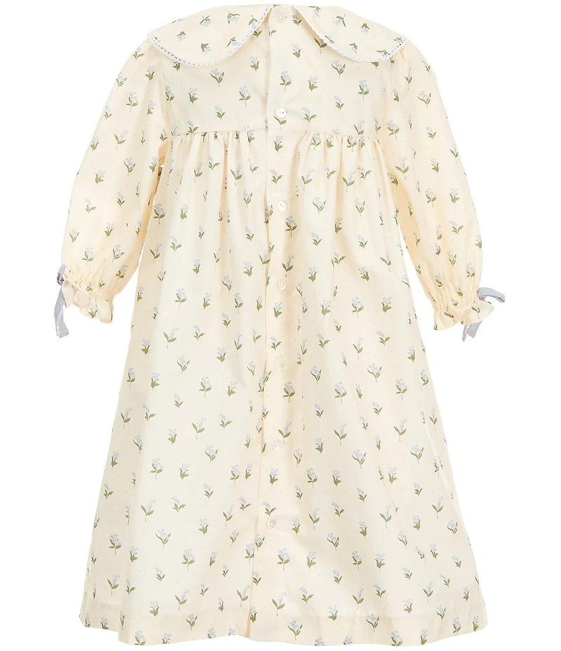 Edgehill Collection x Megan Karp Little Girls Belle Floral Bow Detail Peter Pan Collar Long Sleeve Dress