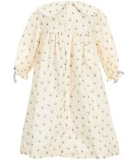 Edgehill Collection x Megan Karp Little Girls Belle Floral Bow Detail Peter Pan Collar Long Sleeve Dress