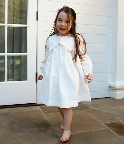 Edgehill Collection x Megan Karp Girls Quinn Embroidered Detail Sailor Long Sleeve Dress