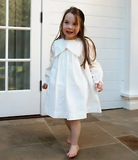 Edgehill Collection x Megan Karp Girls Quinn Embroidered Detail Sailor Long Sleeve Dress