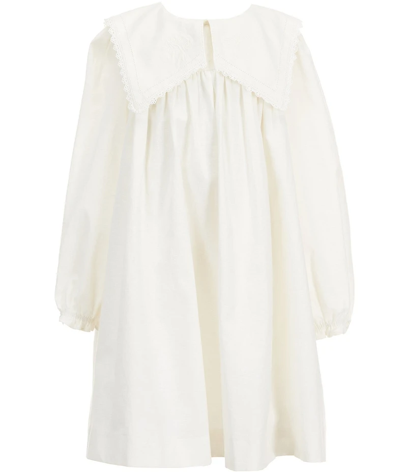 Edgehill Collection x Megan Karp Girls Quinn Embroidered Detail Sailor Long Sleeve Dress