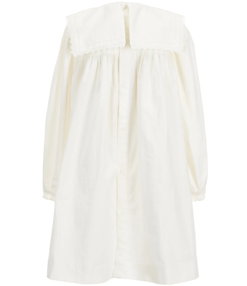 Edgehill Collection x Megan Karp Girls Quinn Embroidered Detail Sailor Long Sleeve Dress