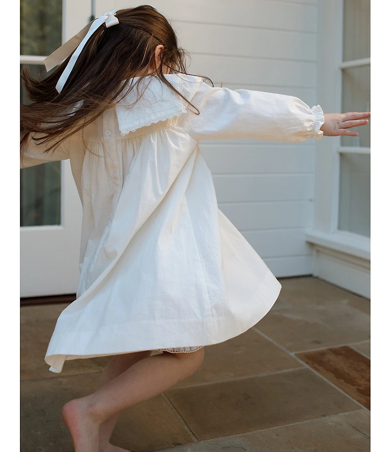 Edgehill Collection x Megan Karp Girls Quinn Embroidered Detail Sailor Long Sleeve Dress