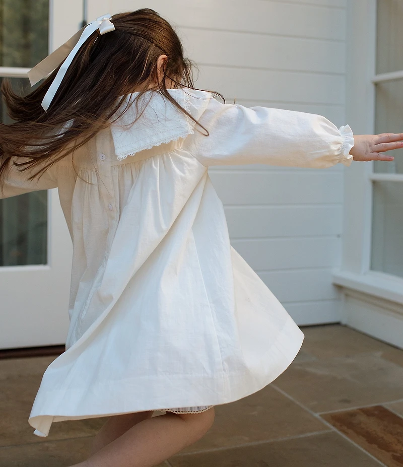 Edgehill Collection x Megan Karp Girls Quinn Embroidered Detail Sailor Long Sleeve Dress