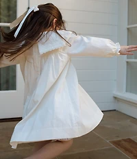 Edgehill Collection x Megan Karp Girls Quinn Embroidered Detail Sailor Long Sleeve Dress