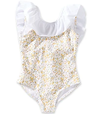 Edgehill Collection x Megan Karp Little Girls Josefina Floral Ruffle Bow One Piece Swimsuit