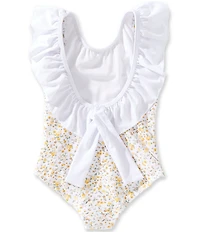 Edgehill Collection x Megan Karp Little Girls Josefina Floral Ruffle Bow One Piece Swimsuit