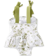 Edgehill Collection x Megan Karp Little Girls June Floral Bow Tie Detail One Piece Swimsuit