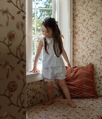 Edgehill Collection x Megan Karp Little Girls Leigh Peter Pan Collar Sleeveless Stripe Top & Shorts Set