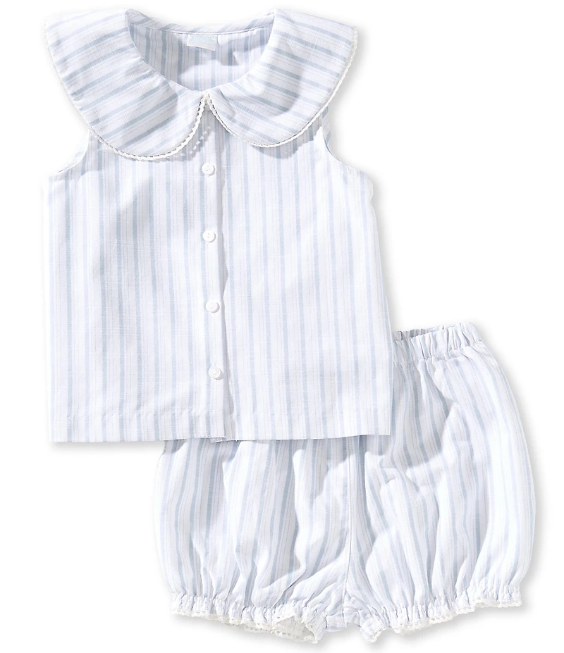 Edgehill Collection x Megan Karp Little Girls Leigh Peter Pan Collar Sleeveless Stripe Top & Shorts Set
