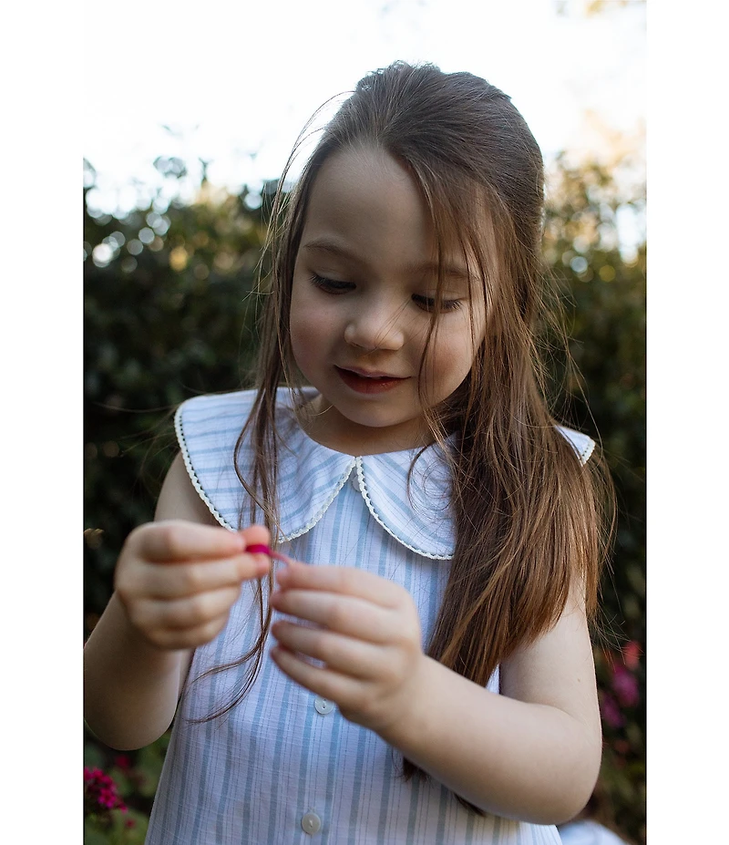 Edgehill Collection x Megan Karp Little Girls Leigh Peter Pan Collar Sleeveless Stripe Top & Shorts Set