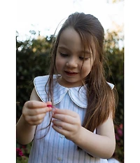 Edgehill Collection x Megan Karp Little Girls Leigh Peter Pan Collar Sleeveless Stripe Top & Shorts Set