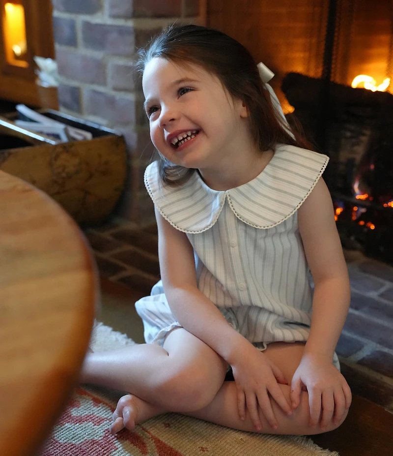 Edgehill Collection x Megan Karp Little Girls Leigh Peter Pan Collar Sleeveless Stripe Top & Shorts Set