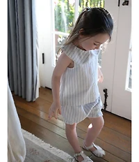 Edgehill Collection x Megan Karp Little Girls Leigh Peter Pan Collar Sleeveless Stripe Top & Shorts Set