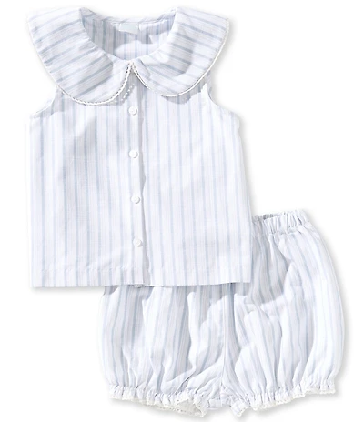 Edgehill Collection x Megan Karp Little Girls Leigh Peter Pan Collar Sleeveless Stripe Top & Shorts Set