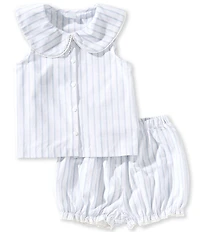 Edgehill Collection x Megan Karp Little Girls Leigh Peter Pan Collar Sleeveless Stripe Top & Shorts Set