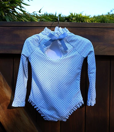 Edgehill Collection x Megan Karp Little Girls Meredith Floral Bow Detail One Piece Swimsuit