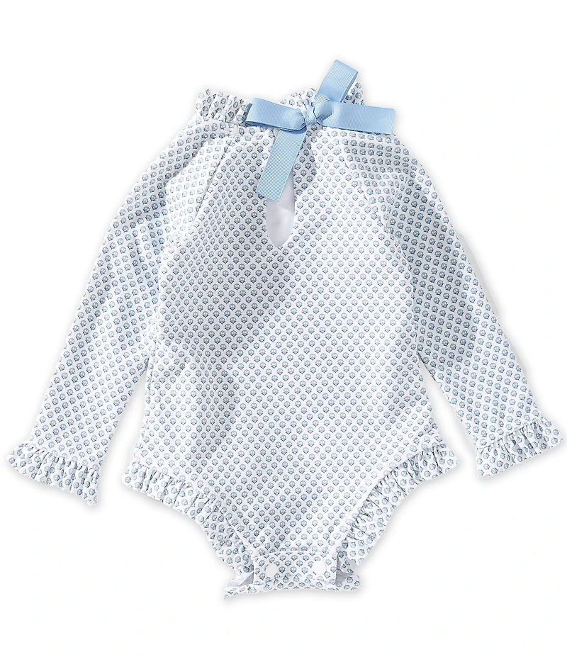 Edgehill Collection x Megan Karp Little Girls Meredith Floral Bow Detail One Piece Swimsuit