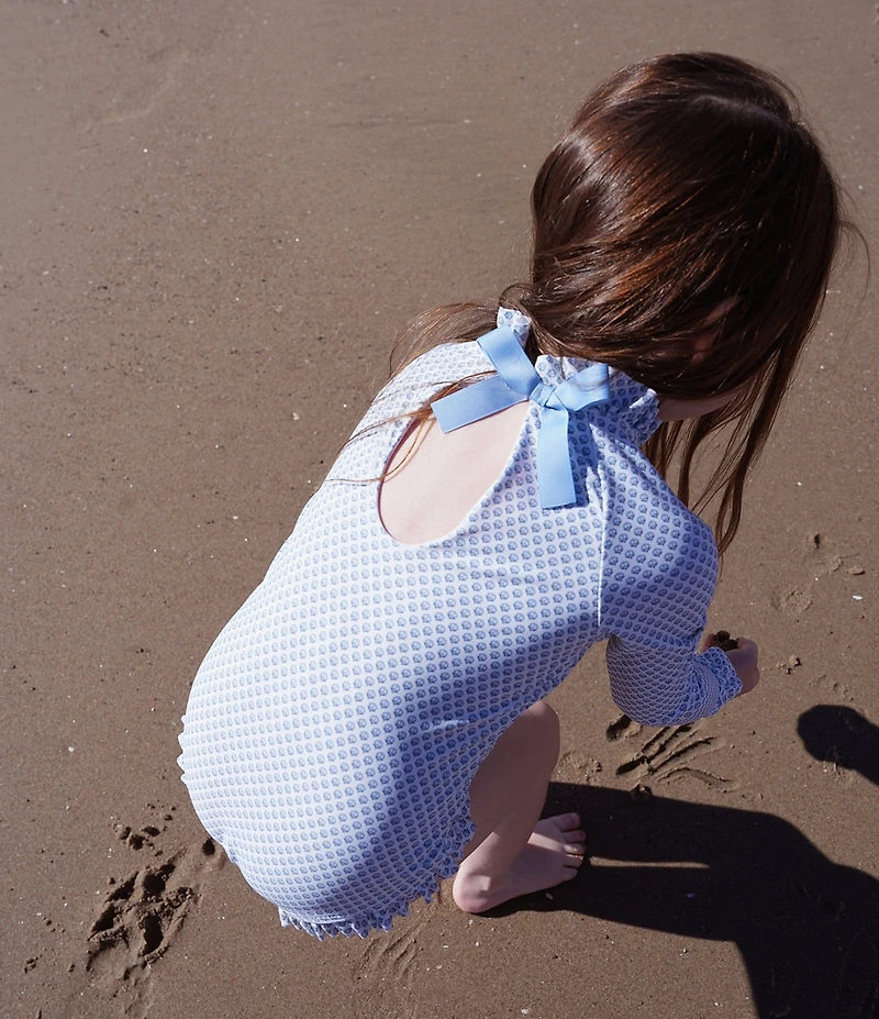 Edgehill Collection x Megan Karp Little Girls Meredith Floral Bow Detail One Piece Swimsuit