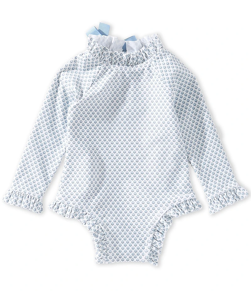 Edgehill Collection x Megan Karp Little Girls Meredith Floral Bow Detail One Piece Swimsuit