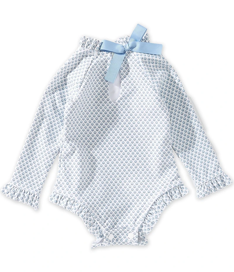Edgehill Collection x Megan Karp Little Girls Meredith Floral Bow Detail One Piece Swimsuit