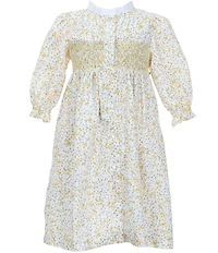 Edgehill Collection x Megan Karp Little Girls Rosie Floral Print Button Long Sleeve Dress