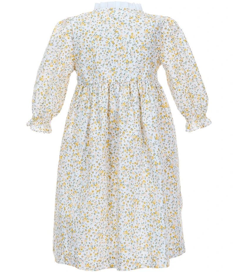 Edgehill Collection x Megan Karp Little Girls Rosie Floral Print Button Long Sleeve Dress
