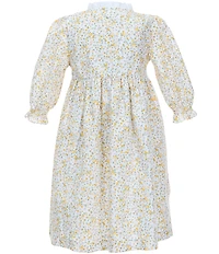 Edgehill Collection x Megan Karp Little Girls Rosie Floral Print Button Long Sleeve Dress