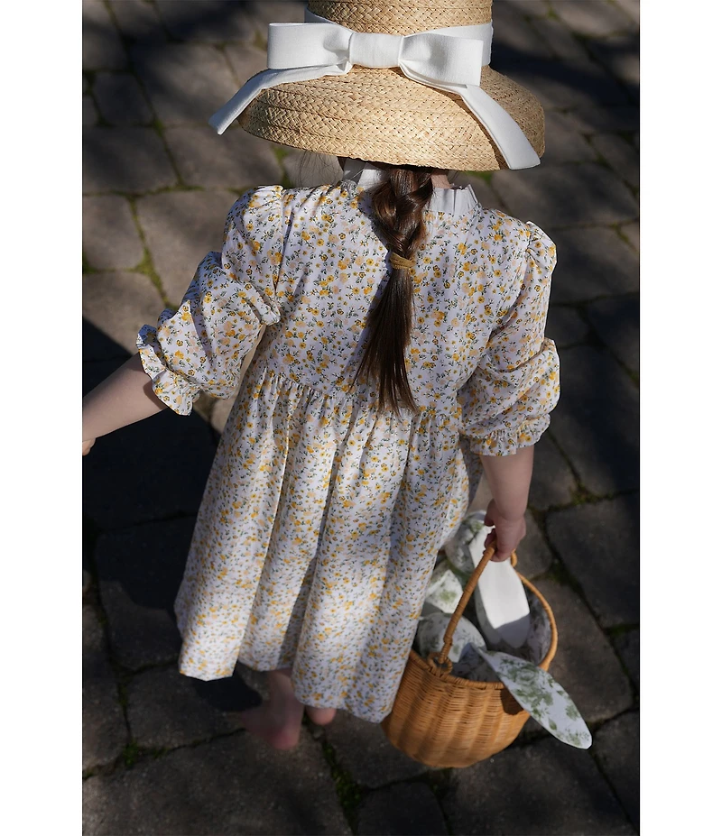 Edgehill Collection x Megan Karp Little Girls Rosie Floral Print Button Long Sleeve Dress