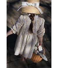 Edgehill Collection x Megan Karp Little Girls Rosie Floral Print Button Long Sleeve Dress