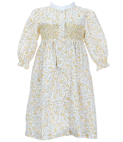 Edgehill Collection x Megan Karp Little Girls Rosie Floral Print Button Long Sleeve Dress
