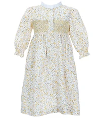 Edgehill Collection x Megan Karp Little Girls Rosie Floral Print Button Long Sleeve Dress