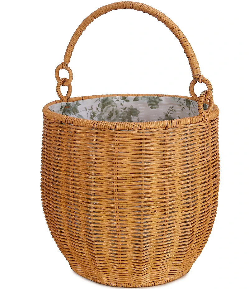 Edgehill Collection x Megan Karp Wicker Floral Printed Lined Basket