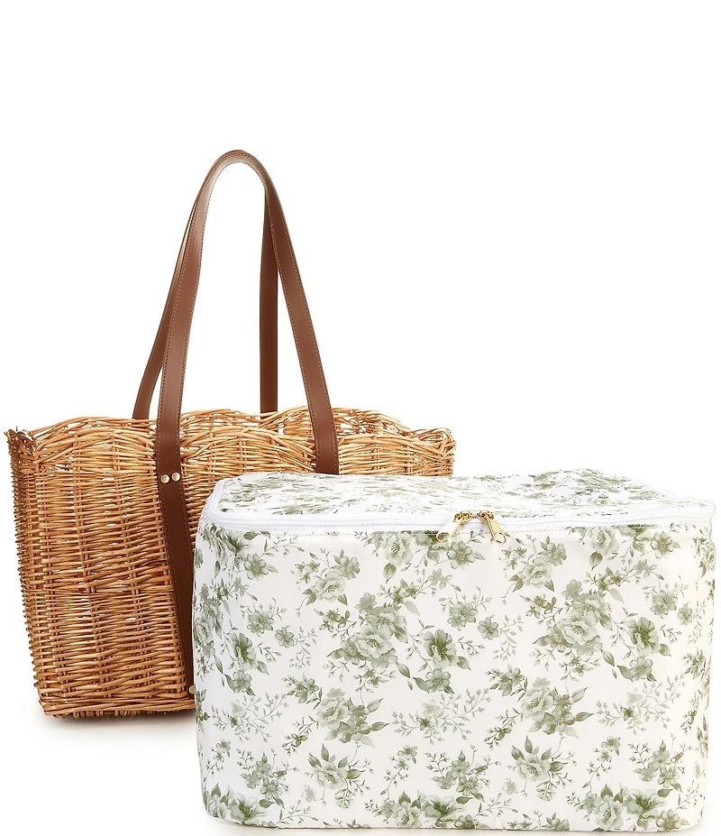 Edgehill Collection x Megan Karp Wicker Floral Insulated Cooler Tote