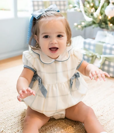 Edgehill Collection x The Broke Brooke Baby Girls Sophia Plaid Bow Bubble